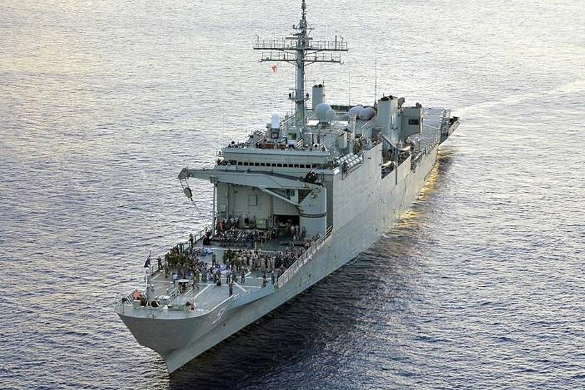 HMAS Kanimbla at anchor off the coast of Oahu, Hawaii, August 2010. (Australian Defence Force, file photo)