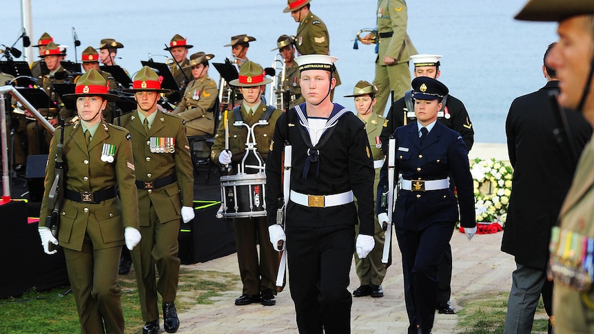 Defence personnel at the Gallipoli dawn service