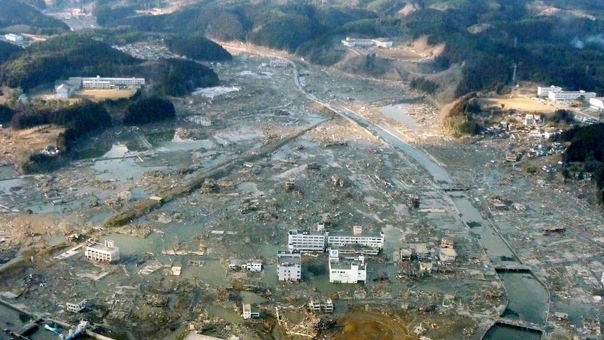 Minamisanriku in Miyagi prefecture was flattened by the tsunami.