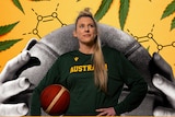 Composite image of Lauren Jackson, basketball and marijuana plants