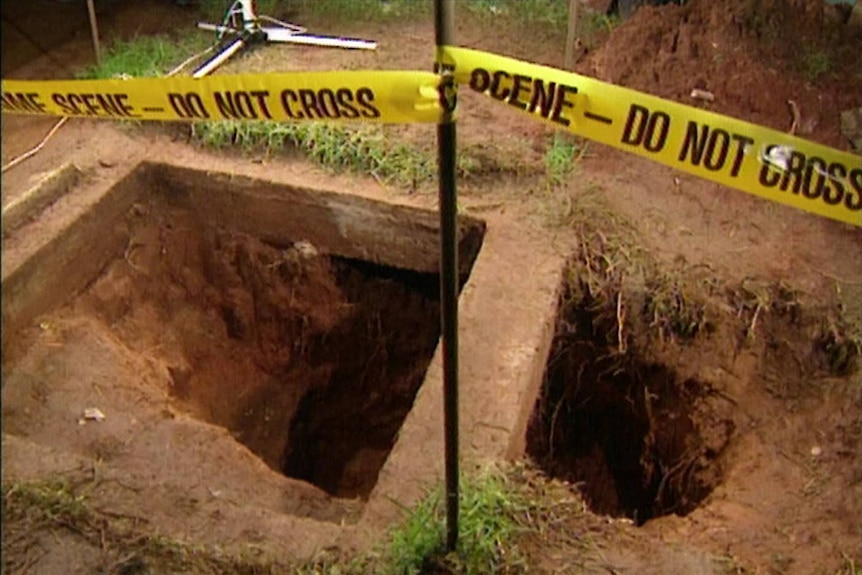 A hole in the ground during the Snowtown investigation.