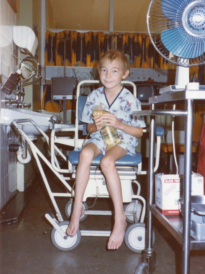A six-year-old Peter Murko having dialysis.