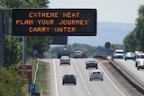 A matrix sign over the A19 road towards Teesside displays an extreme weather advisory.