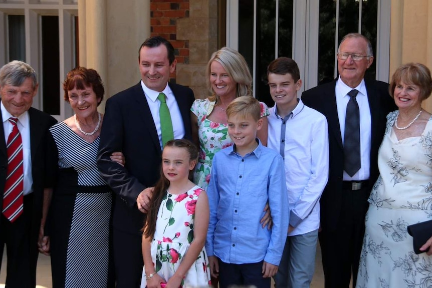 Mark McGowan and family after being sworn in as WA's 30th Premier.