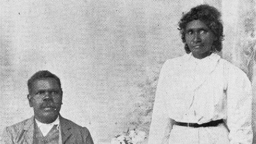 Western Queensland Indigenous tracker Corporal Sam Johnson with his wife Limerick circa 1915