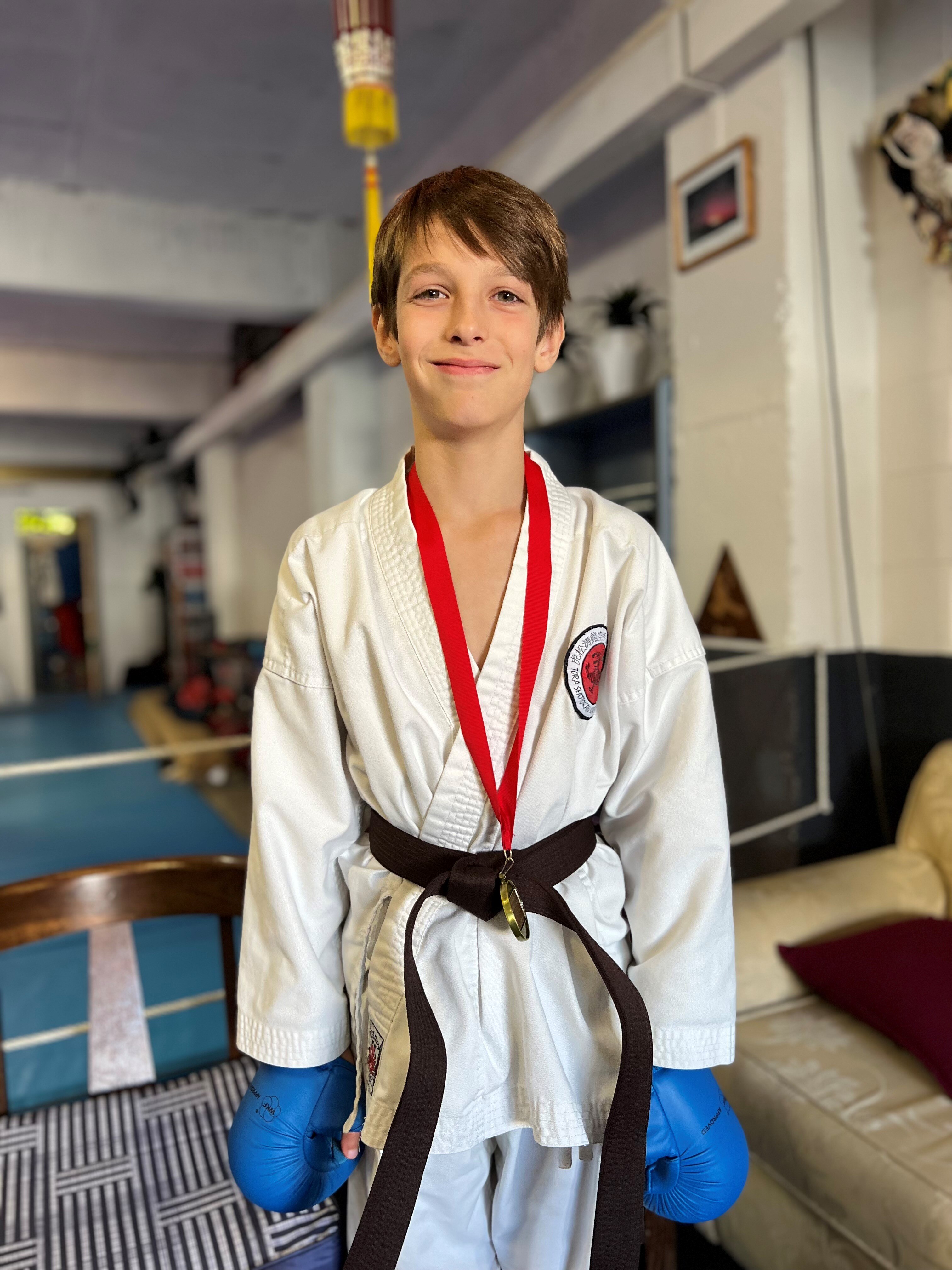 Harry Dannock in karate uniform.