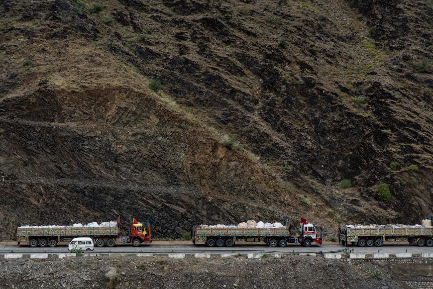 Trucks at the Afghan border