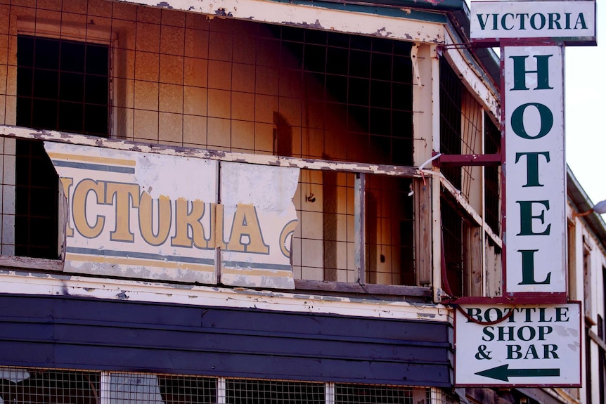 The Victoria Hotel, a derelict building in the centre of Roebourne.