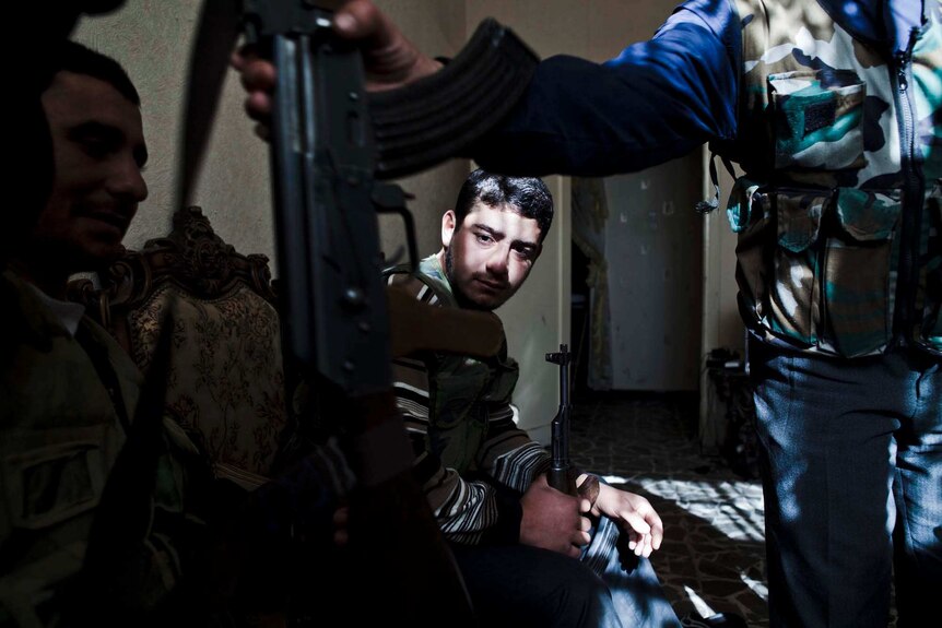 A fighter from the Shohada al Haq brigade of the Free Syrian Army