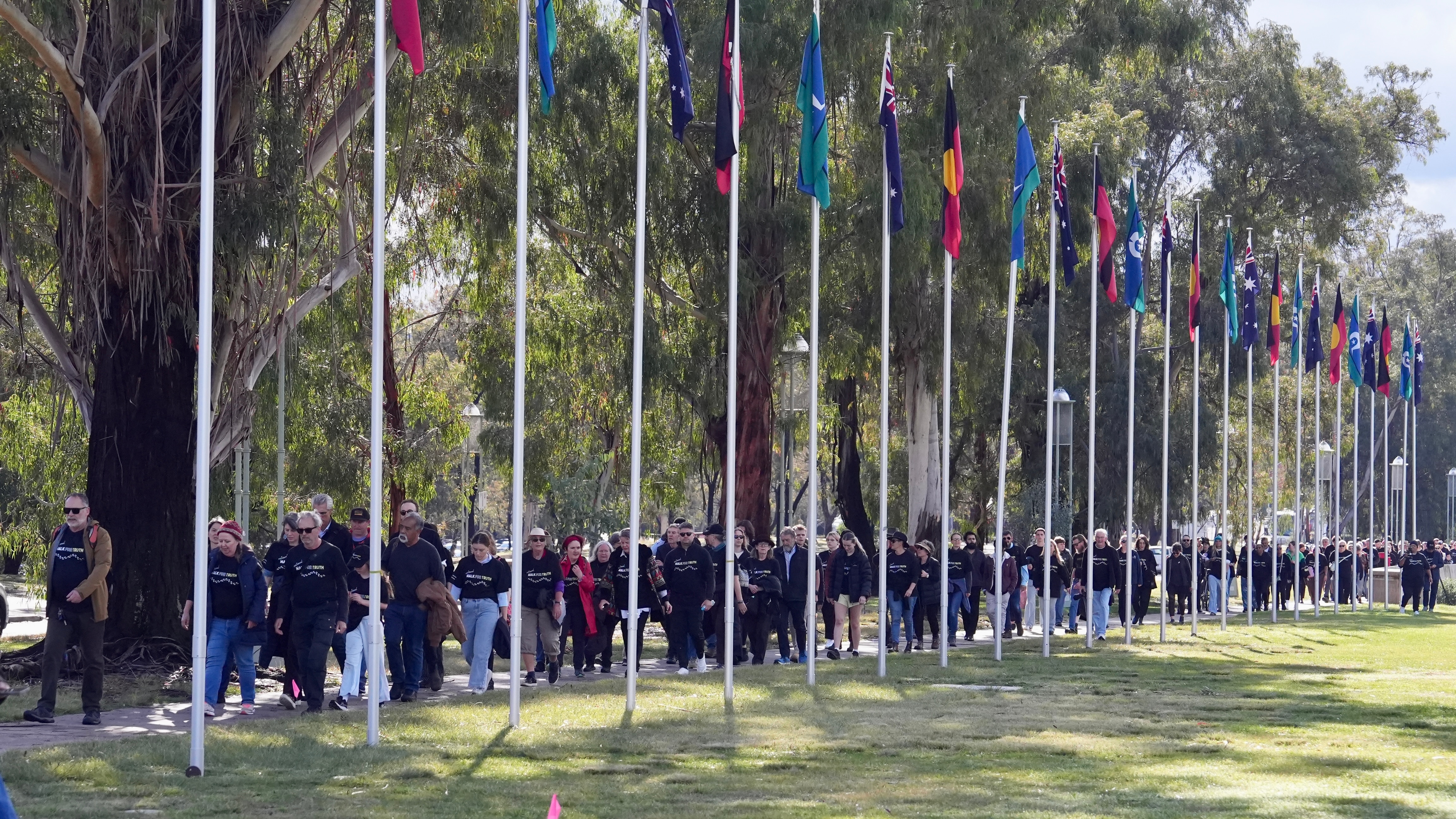 Some of the many people who joined the last leg of the Walk for Truth to Parliament House.