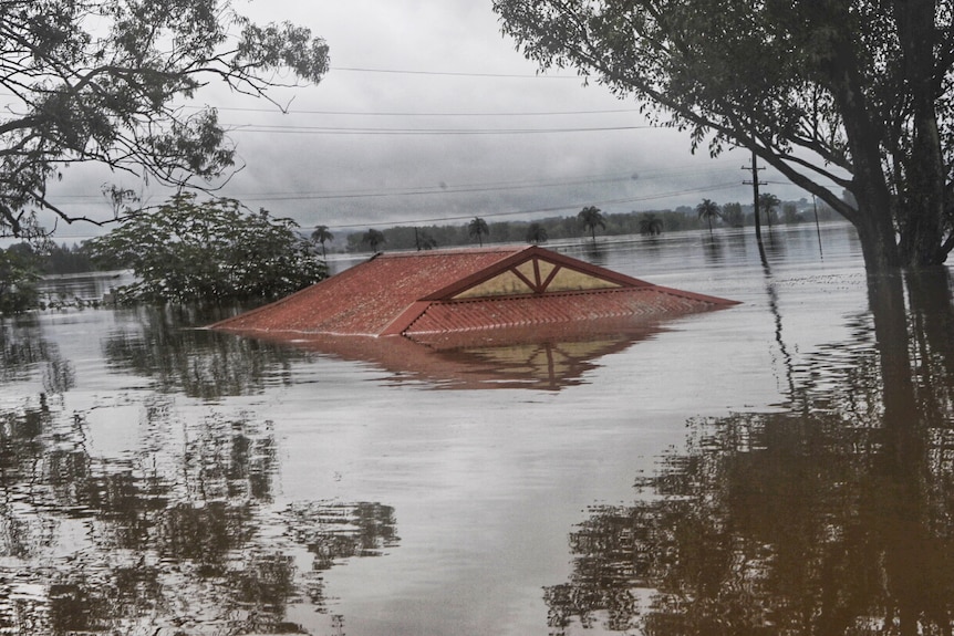 A house covered by flood water
