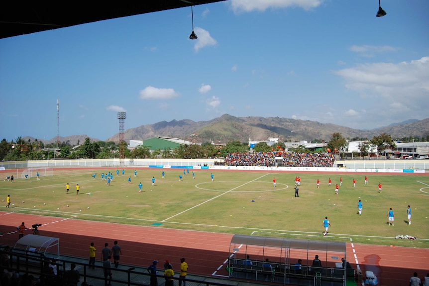 Timor-Leste and Palestine teams warm up