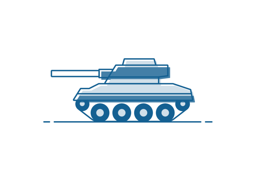 Icon drawing of army tank vehicle.