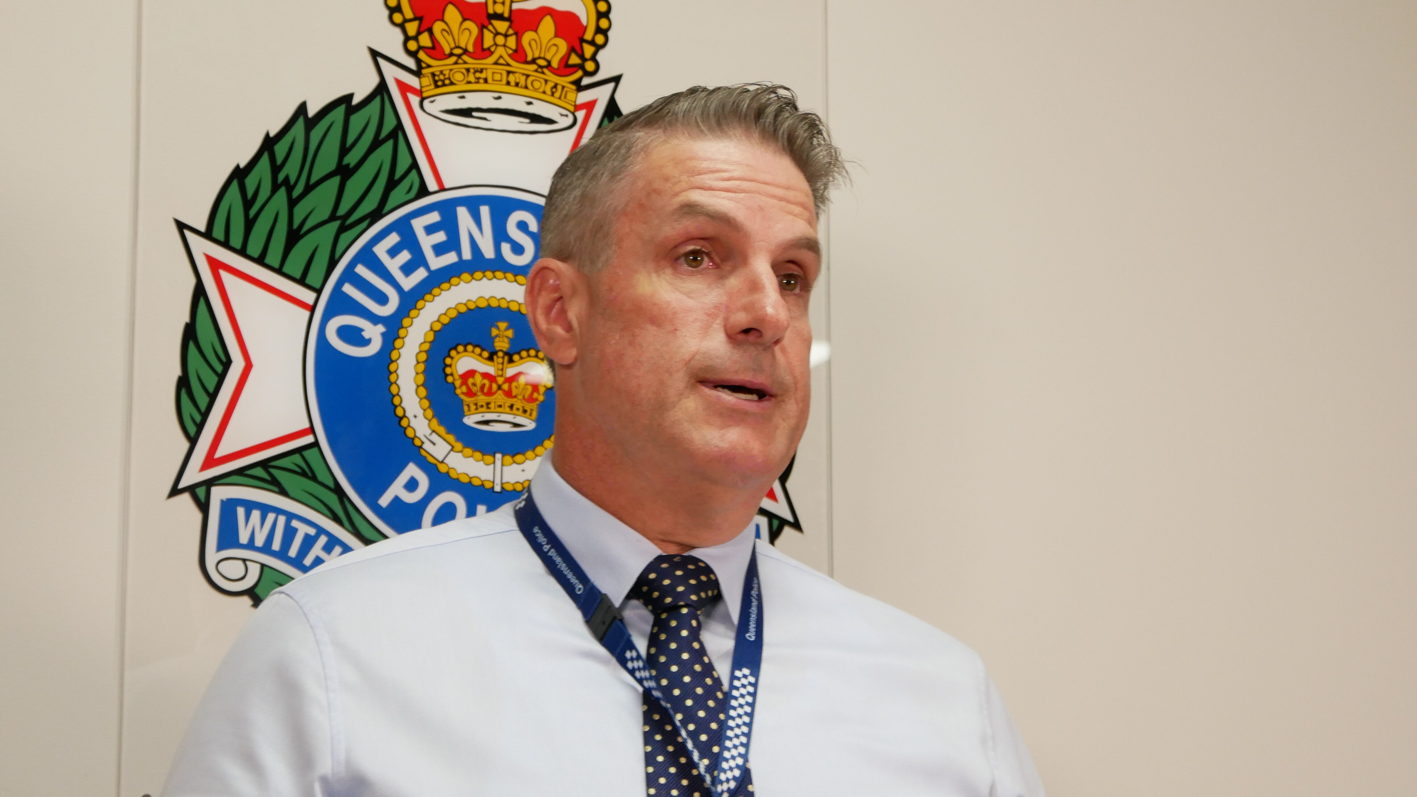 Police Detective Inspector for Capricornia Darrin Shadlow speaking media