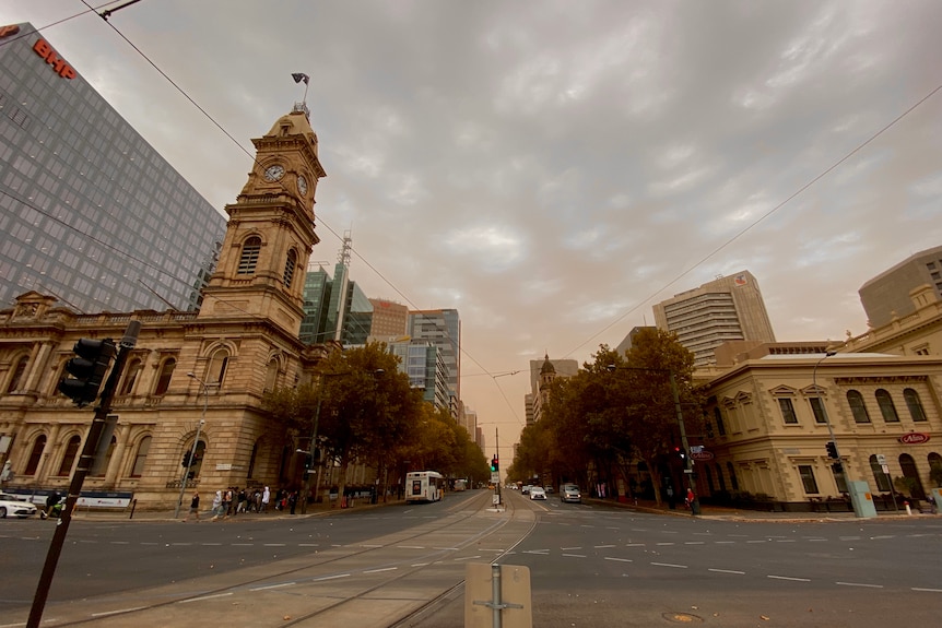 Dust over Adelaide's CBD