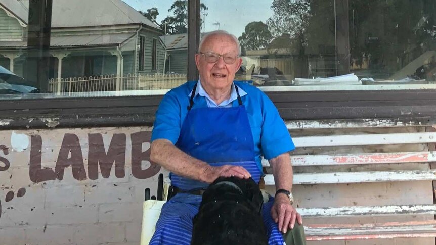 Newry butcher Ivan McNally outside his shop in eastern Victoria.