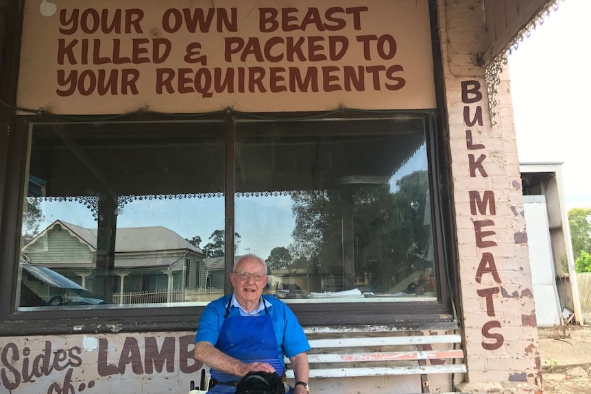 Newry butcher Ivan McNally outside his shop in eastern Victoria.