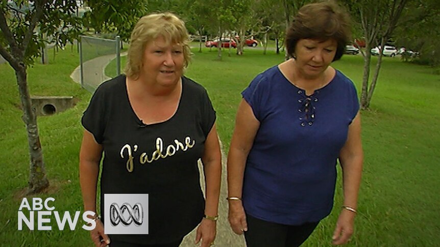 Di Wilfchefski (L) with Julie Ledden near where she had her cardiac arrest.