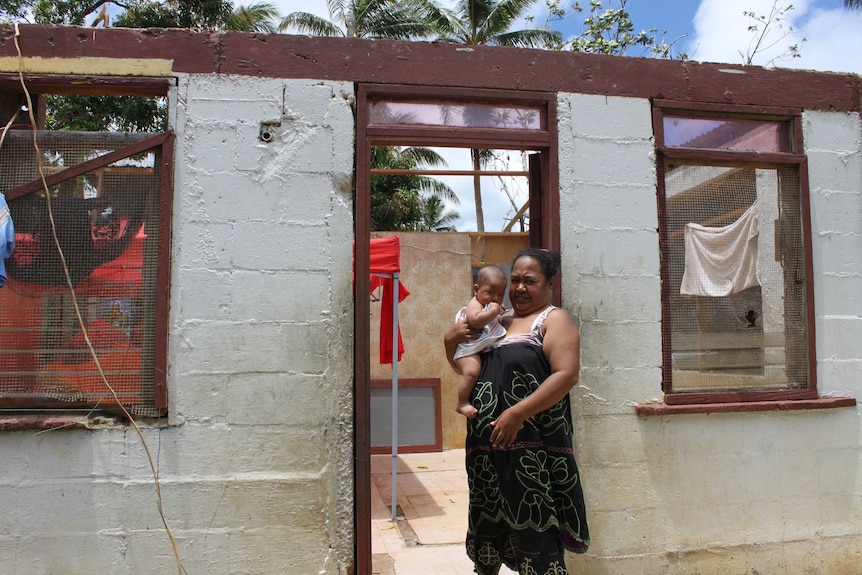 A damaged home in Chuuk state