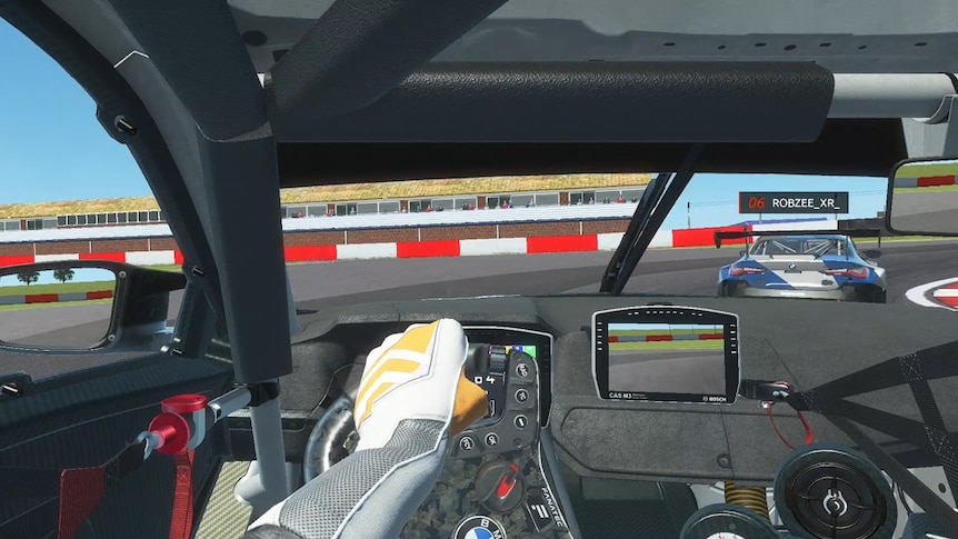A screen grab of the simulation racing game rFactor 2.