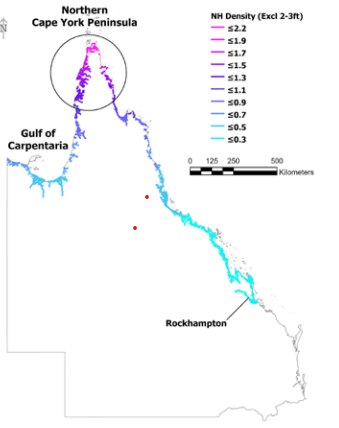 Map shows croc population density.. 