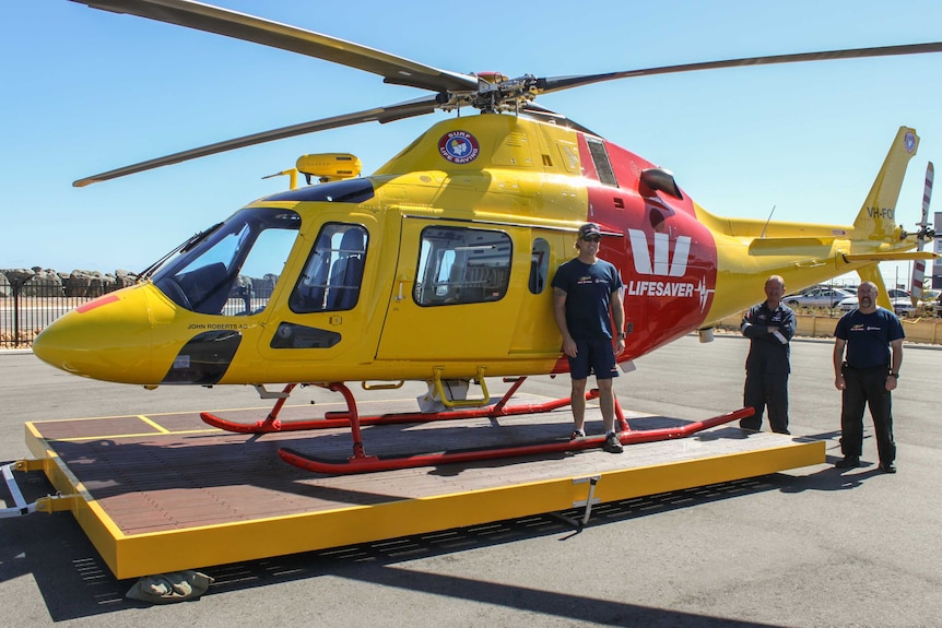 The surf lifesaving rescue helicopter at the base at Rous Head, Fremantle.