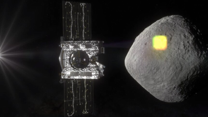 Artist's impression of OSIRIS-REx spacecraft mapping Bennu asteroid