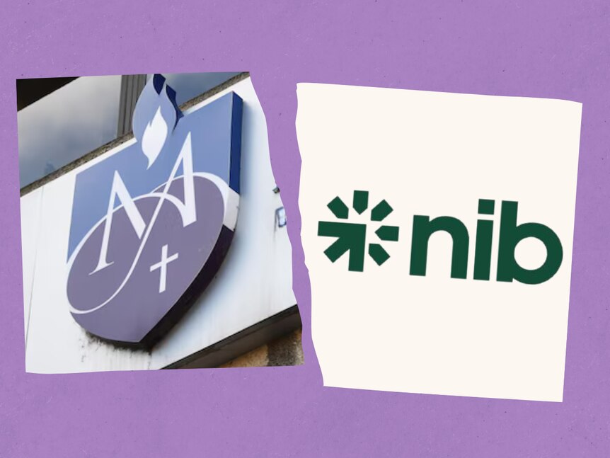 A graphic showing a St Vincent's hospital and nib logos side by side, separated by ripped paper