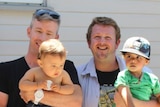 William Taylor and Michael Bishop with their sons Louie and Harry.