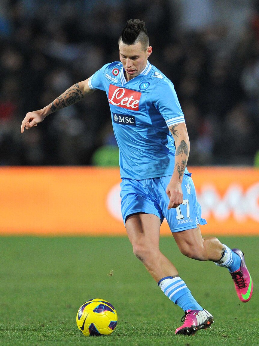 Napoli's Marek Hamsik controls the ball