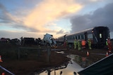 Train derails after truck crash