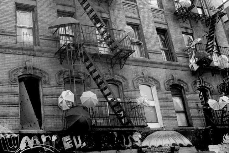 Squatters: Umbrellas out to dry