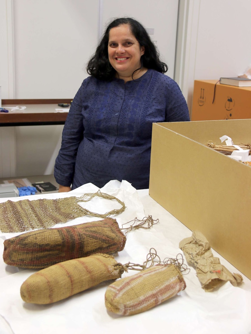 Dr Vanessa Russ with some of the newly discovered artefacts.