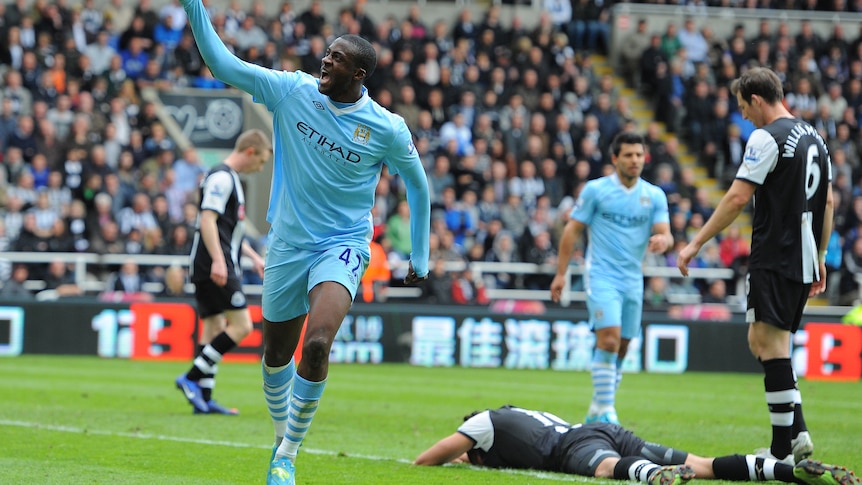 Yaya Toure celebrates City goal