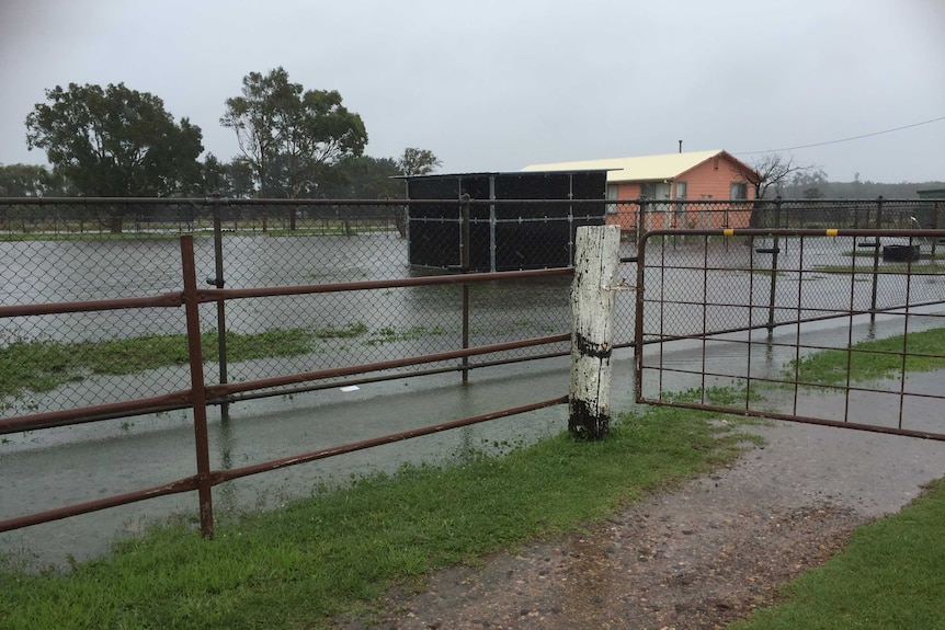 Floodwaters surround properties near the Williamtown RAAF base