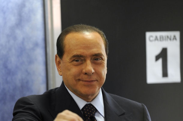 Mr Berlusconi casts his ballot at a polling station in Milan on April 13, 2008.