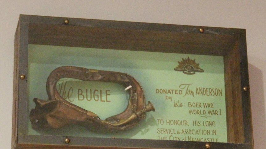 A Boer War bugle is among a handful of items salvaged after the 1989 earthquake still on display at Newcastle RSL.