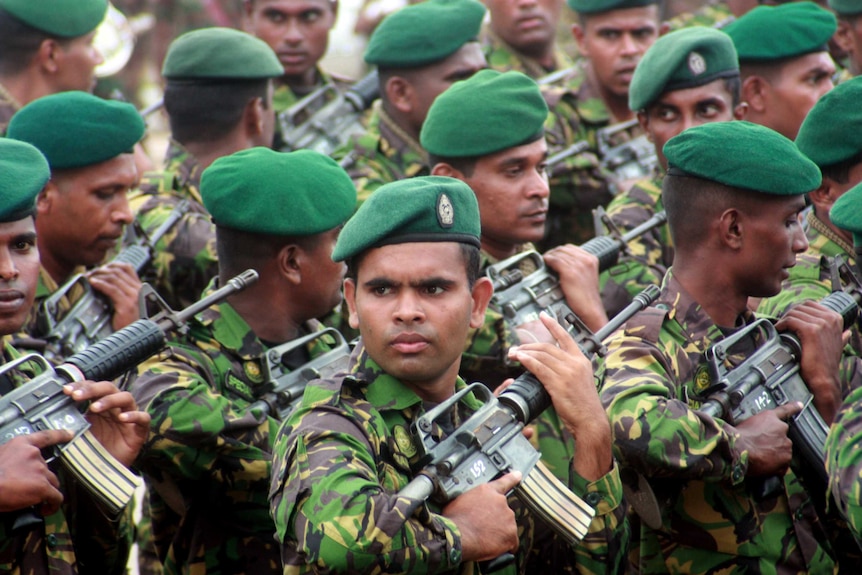 Practise ahead of Victory Day parade in Colombo, Sri Lanka.