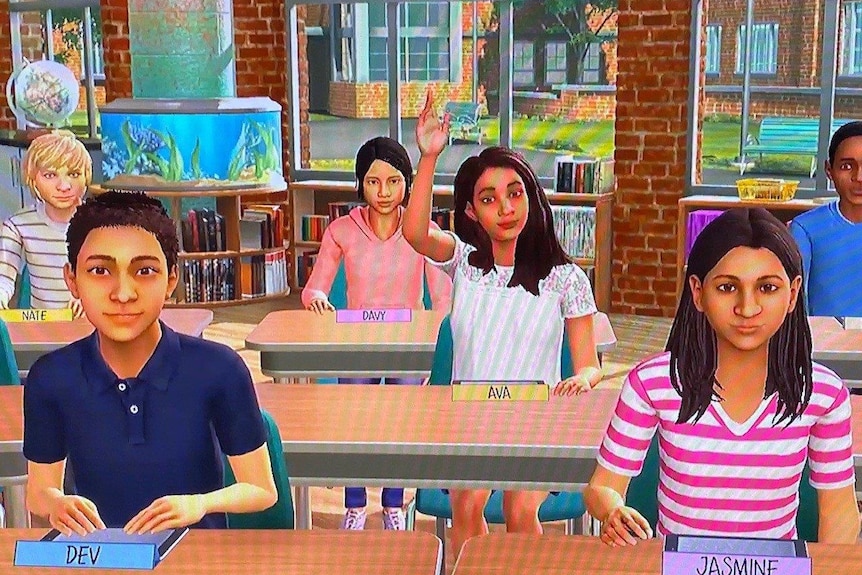 Simlab avatars in a classroom setting.