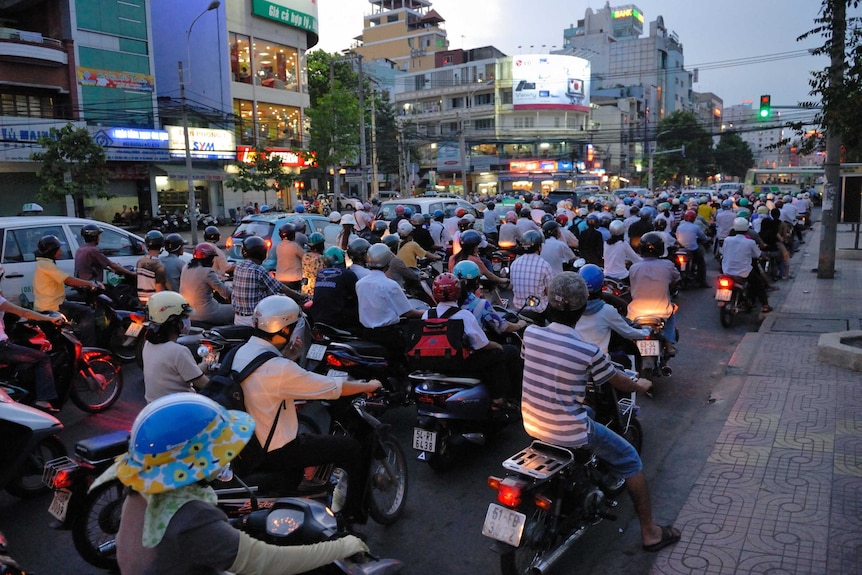 Motorbike traffic in Ho Chi Minh City, Vietnam