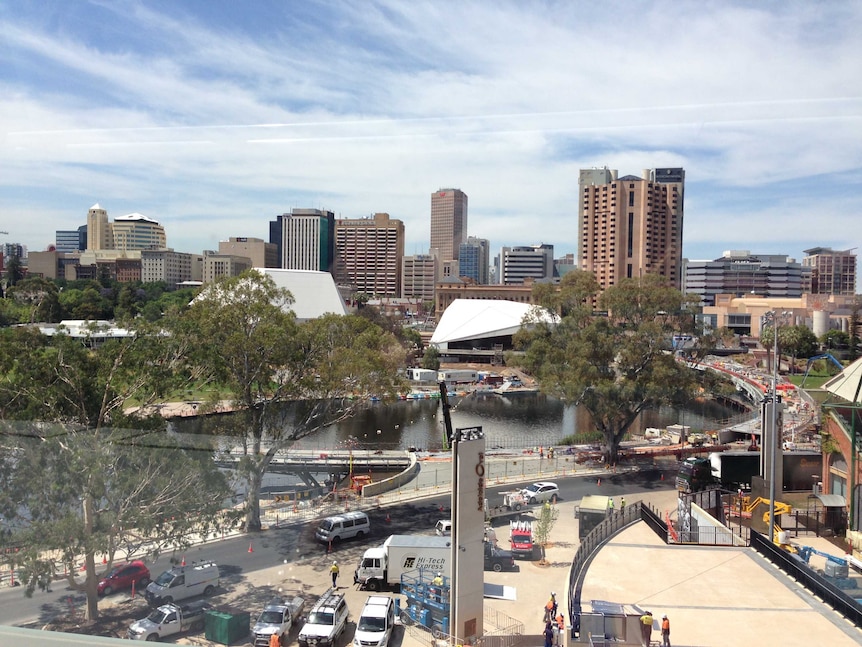 View across the Torrens and the new footbridge