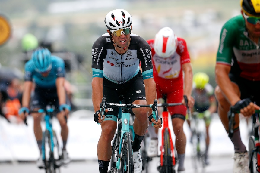 Cyclist Michael Matthews crosses the line on Stage 16 of the Tour de France.