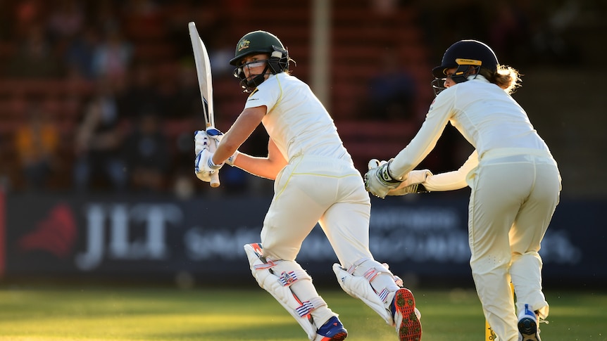 Australia's Ellyse Perry takes a shot on day two of the Women's Ashes Test against England.