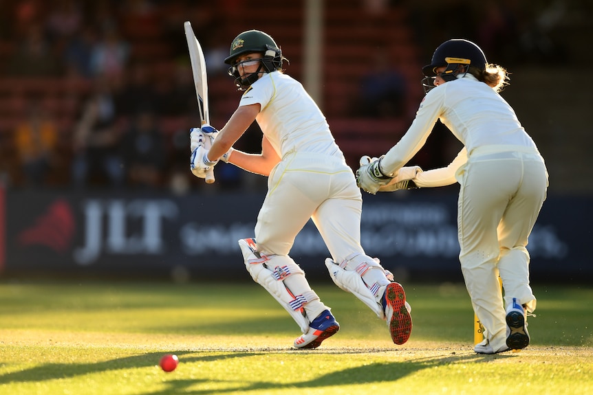 Australia's Ellyse Perry takes a shot on day two of the Women's Ashes Test against England.