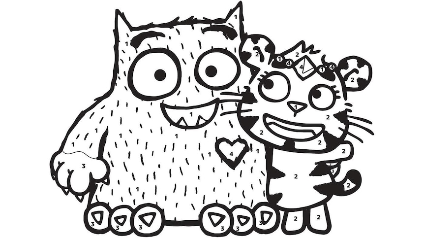 Love Monster and Book Cub with numbers over them