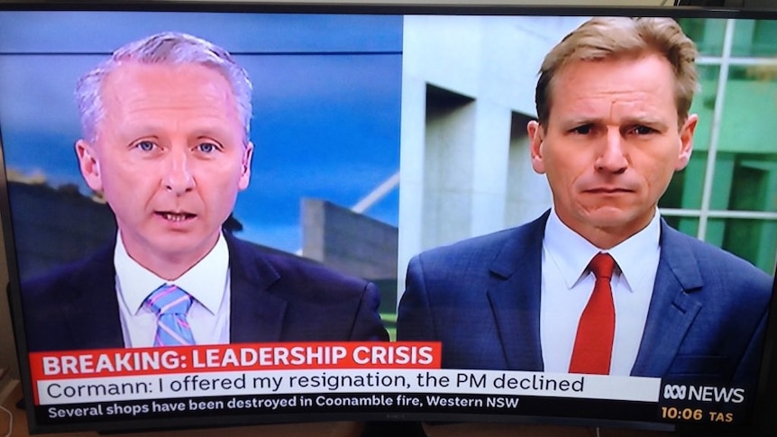 Screen shot of Jennett and Probyn on air during crisis.