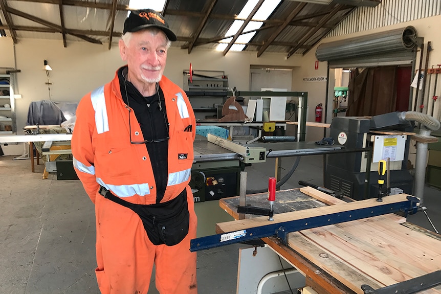 Declan Banim in the Coffin Club workshop.