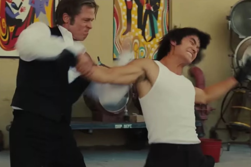 Brad Pitt's character matches Bruce Lee in a fight in the fictional account in Once Upon A Time In Hollywood.