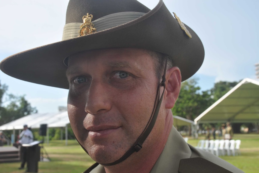 Close-up of Lieutenant Colonel Joe Wheatley with a slouch hat.