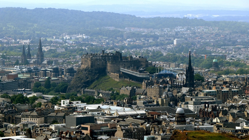 Wide shot of edinburgh city 